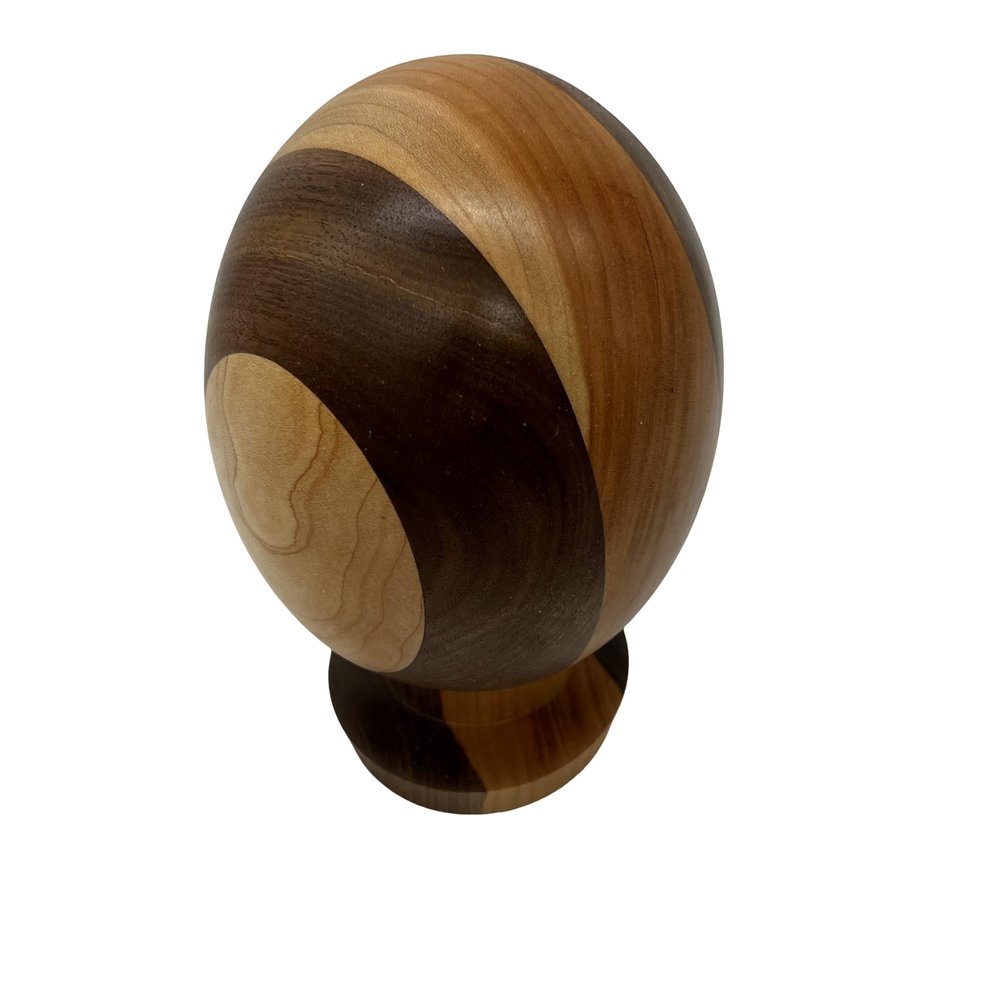 Handmade unique wood sphire wooden ball from solid cherry, walnut and maple hardwoods