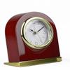 BINGOHM Table Clock,Modern Arched Shaped Clock, Brass Finish Metal Bass,Quartz Movement,Nordic Solid Wood Alarm Clock,Luminous Mute Student Bedroom Bedside Table Clock.,Brown view 1