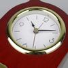 BINGOHM Table Clock,Modern Arched Shaped Clock, Brass Finish Metal Bass,Quartz Movement,Nordic Solid Wood Alarm Clock,Luminous Mute Student Bedroom Bedside Table Clock.,Brown view 4