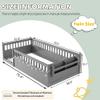 Mirightone Twin Size Floor Bed with High Rails, Solid Wood Montessori Bed with Lights & Storage Shelf for Baby,Kids Bed Frame for Girls, Boys, Floor Bed Frame Without Slats,Grey view 2