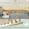 Mirightone Twin Size Floor Bed with High Rails, Solid Wood Montessori Bed with Lights & Storage Shelf for Baby,Kids Bed Frame for Girls, Boys, Floor Bed Frame Without Slats,Grey view 3