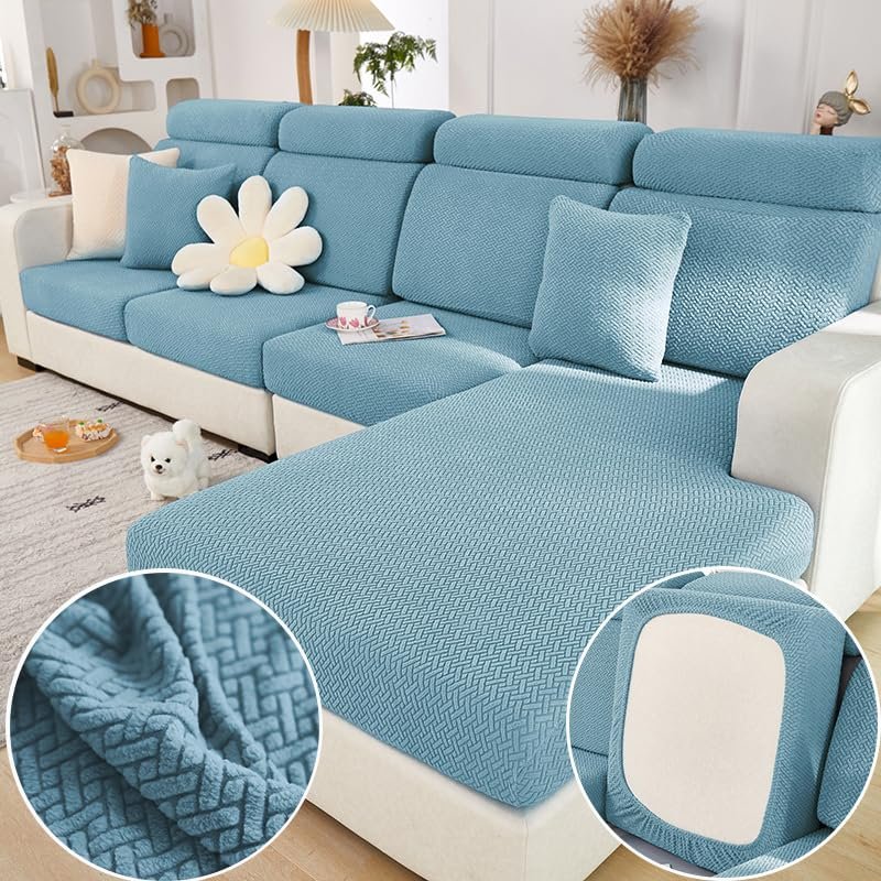 MAOILY Soothing Home Sofa Covers, Sofa Hero Covers for Couch, Couch Cushion Covers, Sofa Covers Washable Sectional Couchs Covers Stretch Slipcovers for Pets (Ocean Blue,Headrest Cover)