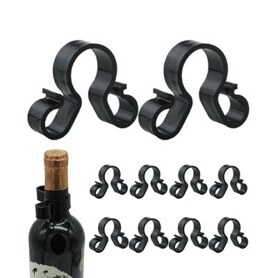 ZAAWUUT Champagne Wine Bottle Safety Clips,10 Pieces Bottle Sparklers Service Hanging Buckle Holder for Wedding Birthday Party Supplies (Black, Double-Clip)