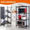 HPONQIONE 5-Tier Heavy Duty Foldable Metal Rack Storage Shelving Units 28" W x 14" D x 65" H for Kitchen Bakers Closet, Metal Wire,with Wheels Moving Easily view 3