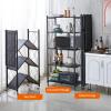 HPONQIONE 5-Tier Heavy Duty Foldable Metal Rack Storage Shelving Units 28" W x 14" D x 65" H for Kitchen Bakers Closet, Metal Wire,with Wheels Moving Easily view 4