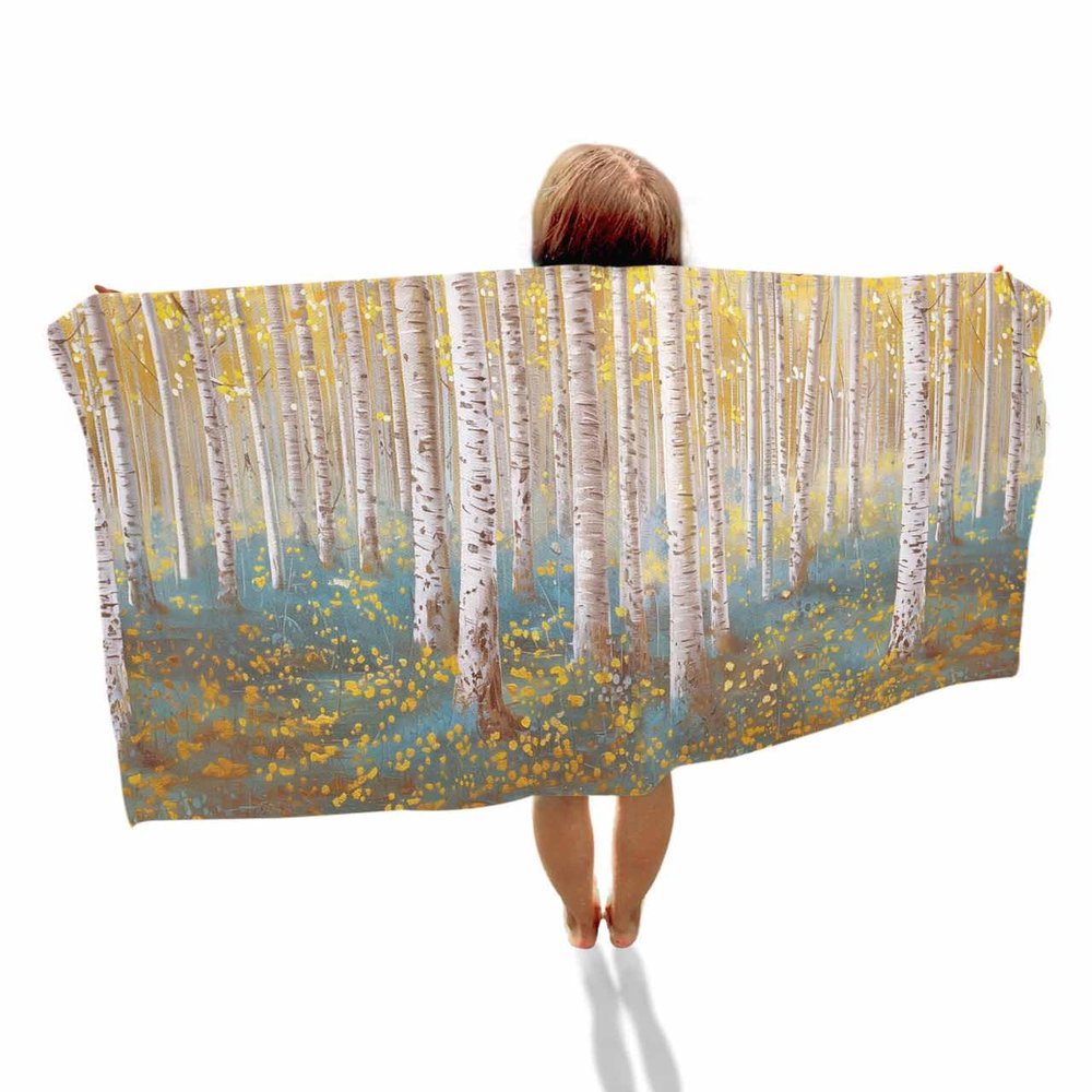 Yellow Tree Beach Towels Oversized Super Absorbent,Lightweight Bath Towel Quick Dry Sets For Bathroom/Pool/Rv Camping/Beach Play/Gym Room/Picnic Abstract Forest Oil Painting Natural Scenery 23"x47"