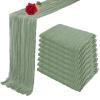 8 Pack 10 Ft Sage Green Cheesecloth Table Runner 35 x 120 Inch Gauze Rustic Christmas Table Runner, Romantic Sheer Boho Cheese Cloth Table Runners for Wedding Bridal Shower Party Decoration  view 1