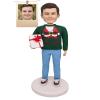 BLING-SURPRISE Custom Christmas Surprise Gifts Bobblehead Figurines Bobbleheads Customized for Women Women Men Mom Dad Coworkers Coyfriend Kids Custom Xmas Gifts (White Gift Man) view 1