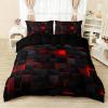 3 Piece Duvet Cover Set, Red Grid Print Bedding, Soft Comforter Cover with 2 Pillowcases, for Bedroom, Guest Room (Yellow, 103.94"*"90.16"(in)) view 2