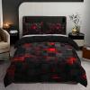 3 Piece Duvet Cover Set, Red Grid Print Bedding, Soft Comforter Cover with 2 Pillowcases, for Bedroom, Guest Room (Yellow, 103.94"*"90.16"(in)) view 3