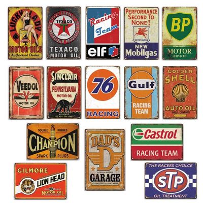 15 Pieces Old Gas Oil Retro Signs,Decorative Vintage Tin metal signs for Wall Art, Bar, Cafe, or Garage,Man Cave, 8x12 Inch