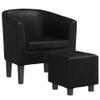 HEFZGDB Tub Chair with Footstool Black Faux Leather Living Room Chair Lounge Chair Bedroom Chair Great for bedrooms, porches, patios. view 3