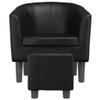 HEFZGDB Tub Chair with Footstool Black Faux Leather Living Room Chair Lounge Chair Bedroom Chair Great for bedrooms, porches, patios. view 4