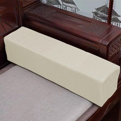 Hruile Sofa Armrest Cushion, Custom Size Headboard Pillow Bed Gap Filler, Armrest Pillow Detachable Arm Support Cushion, Thicken Neck Support Bolster Pillow with Zipper (150x5x5cm,Beige)