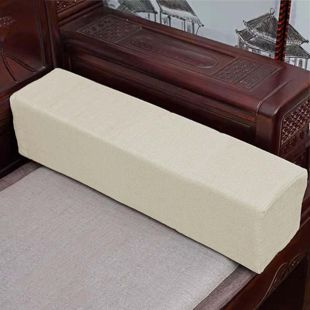 Hruile Sofa Armrest Cushion, Custom Size Headboard Pillow Bed Gap Filler, Armrest Pillow Detachable Arm Support Cushion, Thicken Neck Support Bolster Pillow with Zipper (150x5x5cm,Beige)