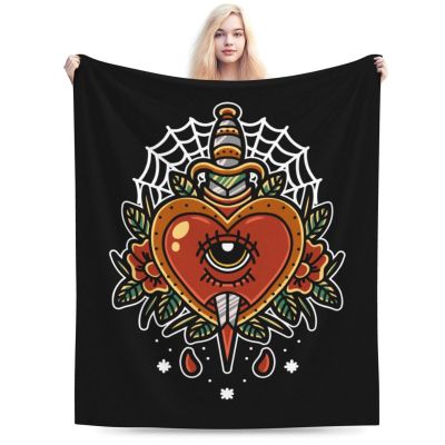 Heart and Dagger Throw Blanket for Men Women Couch Bed Sofa Throw Blanket 60"x50" Blankets