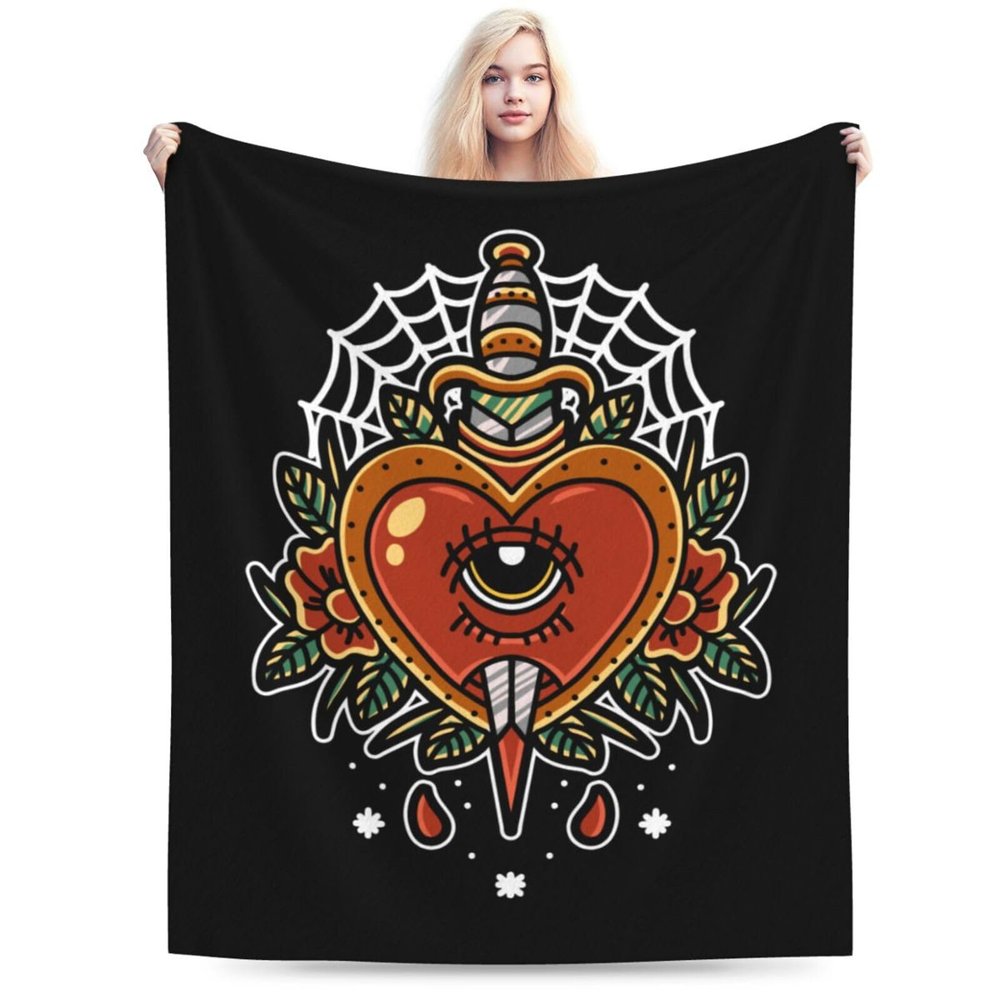 Heart and Dagger Throw Blanket for Men Women Couch Bed Sofa Throw Blanket 60"x50" Blankets