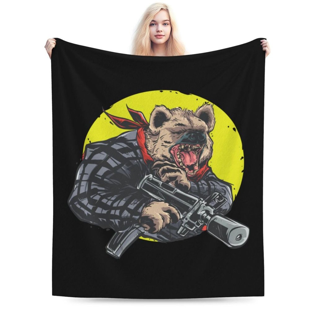 Hyenas with Guns Throw Blanket for Men Women Couch Bed Sofa Throw Blanket 60"x50" Blankets