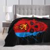 Creative Russian Soviet Federative Socialist Republic Patriot Skull National Flag Throw Blanket for Men Women Couch Bed Sofa Throw Blanket 40"x30" Blankets view 4