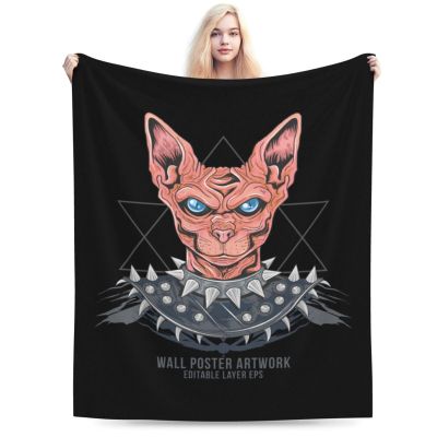 Egyptian Cat in Iron Armor Throw Blanket for Men Women Couch Bed Sofa Throw Blanket 50"x40" Blankets