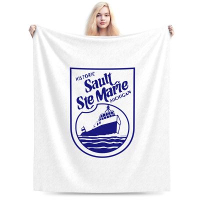BASTU Flag of Sault Ste. Marie, Michigan Throw Blanket for Men Women Couch Bed Sofa Throw Blanket 50""x40"" Blankets, Black
