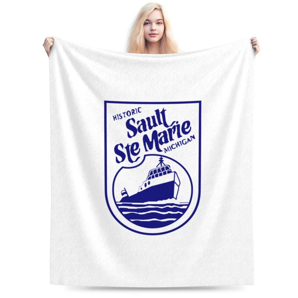 BASTU Flag of Sault Ste. Marie, Michigan Throw Blanket for Men Women Couch Bed Sofa Throw Blanket 50""x40"" Blankets, Black