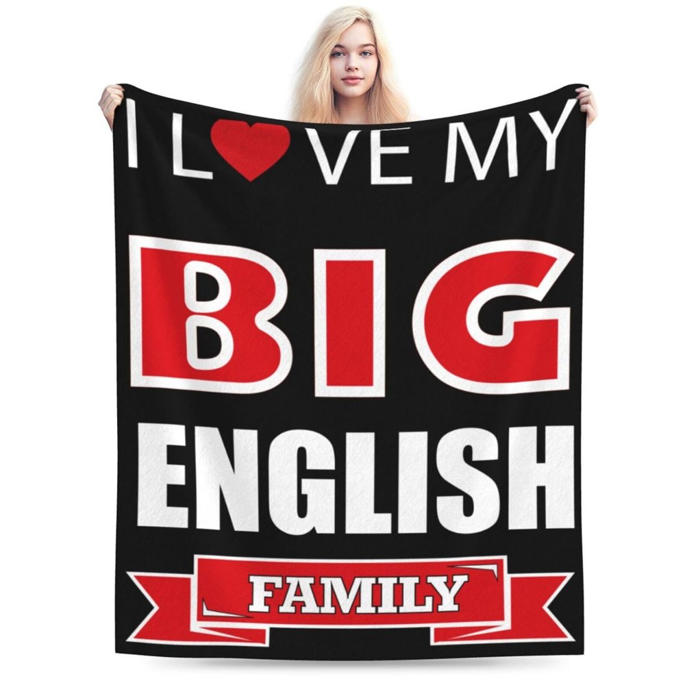 I Love My Big English Family Throw Blanket for Men Women Couch Bed Sofa Throw Blanket 50"x40" Blankets