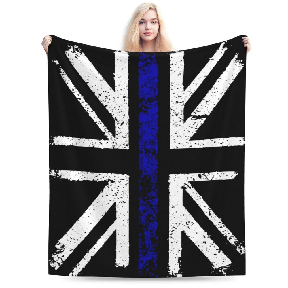 Thin Blue Line British Flag Throw Blanket for Men Women Couch Bed Sofa Throw Blanket 50"x40" Blankets