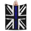 Thin Blue Line British Flag Throw Blanket for Men Women Couch Bed Sofa Throw Blanket 50"x40" Blankets view 1