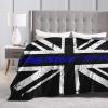 Thin Blue Line British Flag Throw Blanket for Men Women Couch Bed Sofa Throw Blanket 50"x40" Blankets view 4