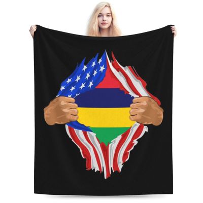 Hand Tear Flag of Mauritius Throw Blanket for Men Women Couch Bed Sofa Throw Blanket 40"x30" Blankets