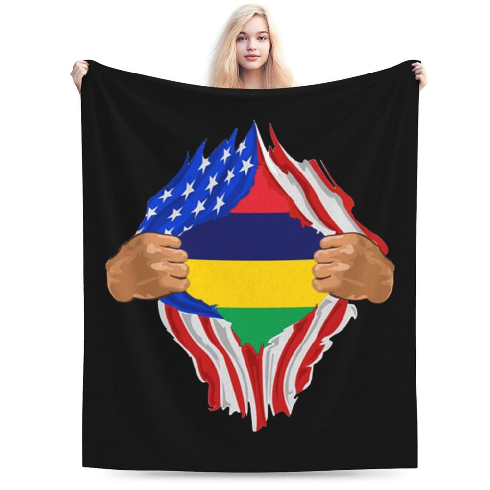 Hand Tear Flag of Mauritius Throw Blanket for Men Women Couch Bed Sofa Throw Blanket 40"x30" Blankets