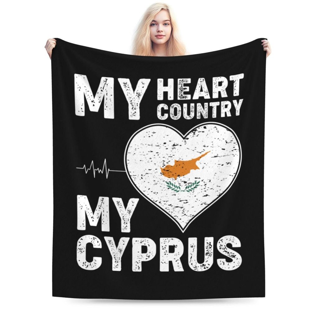 My Heart My Country My Cyprus Throw Blanket for Men Women Couch Bed Sofa Throw Blanket 60"x50" Blankets