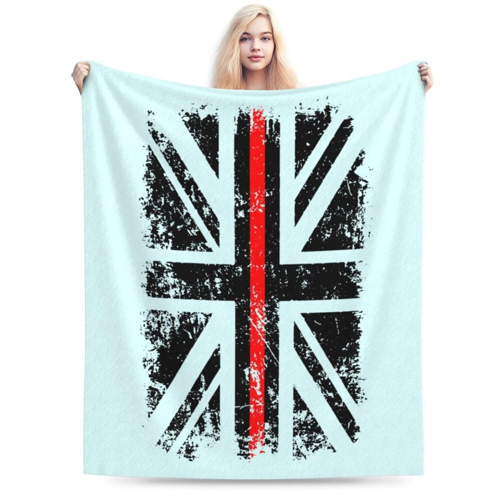 Thin Red Line UK Flag Throw Blanket for Men Women Couch Bed Sofa Throw Blanket 60"x50" Blankets