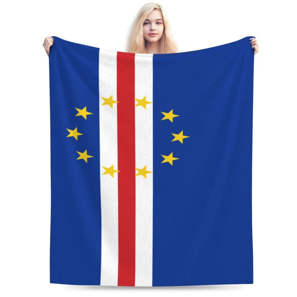 BASTU Flag of Cape Verde Throw Blanket for Men Women Couch Bed Sofa Throw Blanket 40""x30"" Blankets, Black