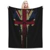Skull Head UK United Kingdom Flag with Grunge Throw Blanket for Men Women Couch Bed Sofa Throw Blanket 60"x50" Blankets view 1
