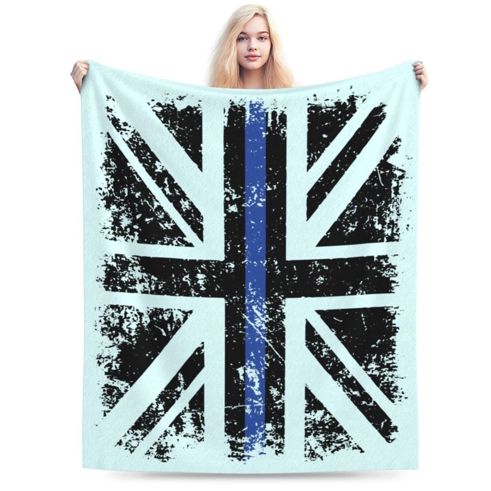 Thin Blue Line UK Flag Throw Blanket for Men Women Couch Bed Sofa Throw Blanket 60"x50" Blankets
