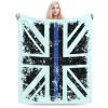 Thin Blue Line UK Flag Throw Blanket for Men Women Couch Bed Sofa Throw Blanket 60"x50" Blankets view 1
