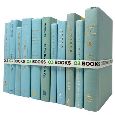 OCTORM Decorative Hardcover Books, Sky Blue, 1 Foot, Bookshelf Decor Set