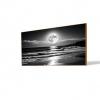 Black and White Modern Wall Art,Night Sky Art,Moon and Ocean Landscape,Canvas Art Print, Black and White Pictures for Living Room,Bedroom,Dining Room,Entryway,Large Framed Ready to Hang (Gold Frame, 48" L x 27" W) view 1