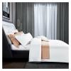 GLAMDIA Egyptian Cotton Bedding Set White bedlinen 106''x90''US Size Duvet Cover Fitted Sheet with Elastic Pillowcase 4pcs,Bed view 2