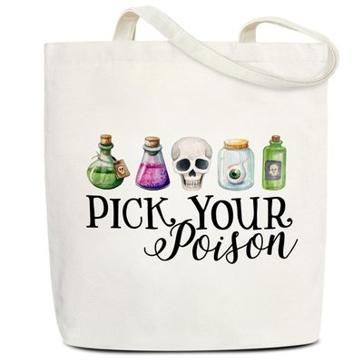 Canvas Tote Bag for Women - Pick Your Poison Halloween Party Favors, Gifts for Friend Daughter, Shoulder Beach Handbag, Book Tote, Reusable Grocery Shopping Bag -04