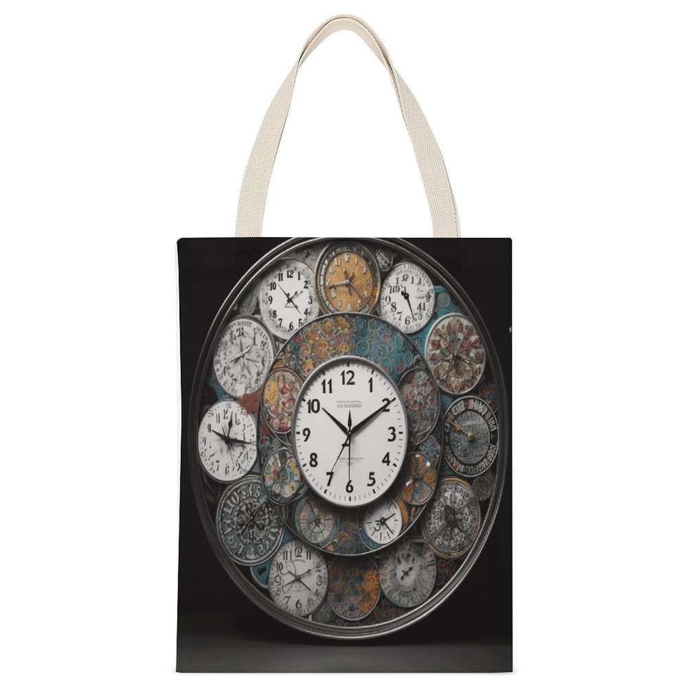 NHYDSPQ Economical Cotton Tote Bag,Clock Art Print Tote Bag,canvas Tote Bags,multi-purpose Reusable Canvas Bags