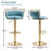 DREAMSIDEA Velvet Swivel Bar Stools, Adjustable Counter Height Bar Chairs with Low Back & Footrest, Modern Gold Bar Stools for Kitchen Island, Bar PubLight Blue, Set of 4 view 2