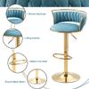 DREAMSIDEA Velvet Swivel Bar Stools, Adjustable Counter Height Bar Chairs with Low Back & Footrest, Modern Gold Bar Stools for Kitchen Island, Bar PubLight Blue, Set of 4 view 3