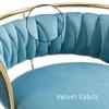 DREAMSIDEA Velvet Swivel Bar Stools, Adjustable Counter Height Bar Chairs with Low Back & Footrest, Modern Gold Bar Stools for Kitchen Island, Bar PubLight Blue, Set of 4 view 4