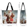 LMNGH Christmas Santa Claus Tote Bag Reusable Grocery Bag Foldable Handbag Washable Shopping Bag Heavy Duty Shoulder Bag Crossbody for Travel view 2