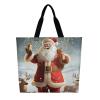 LMNGH Christmas Santa Claus Tote Bag Reusable Grocery Bag Foldable Handbag Washable Shopping Bag Heavy Duty Shoulder Bag Crossbody for Travel view 3
