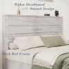 Albott Full Size Farmhouse Bed Frame with 49" Headboard, Platform Bed Frame with Wood Slats Support/No Box Spring Needed/Easy Assembly, Distressed White view 3