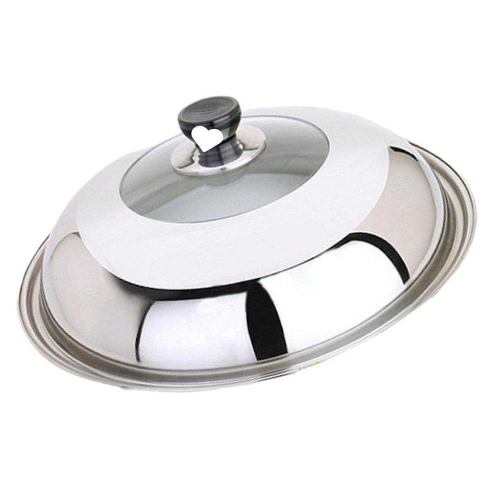 11 Inch Stainless Steel Pan Lid, Cookware and Bakeware Lids Universal Pan Lid Tempered Glass Lid Replacement Lids for Pots and Pans